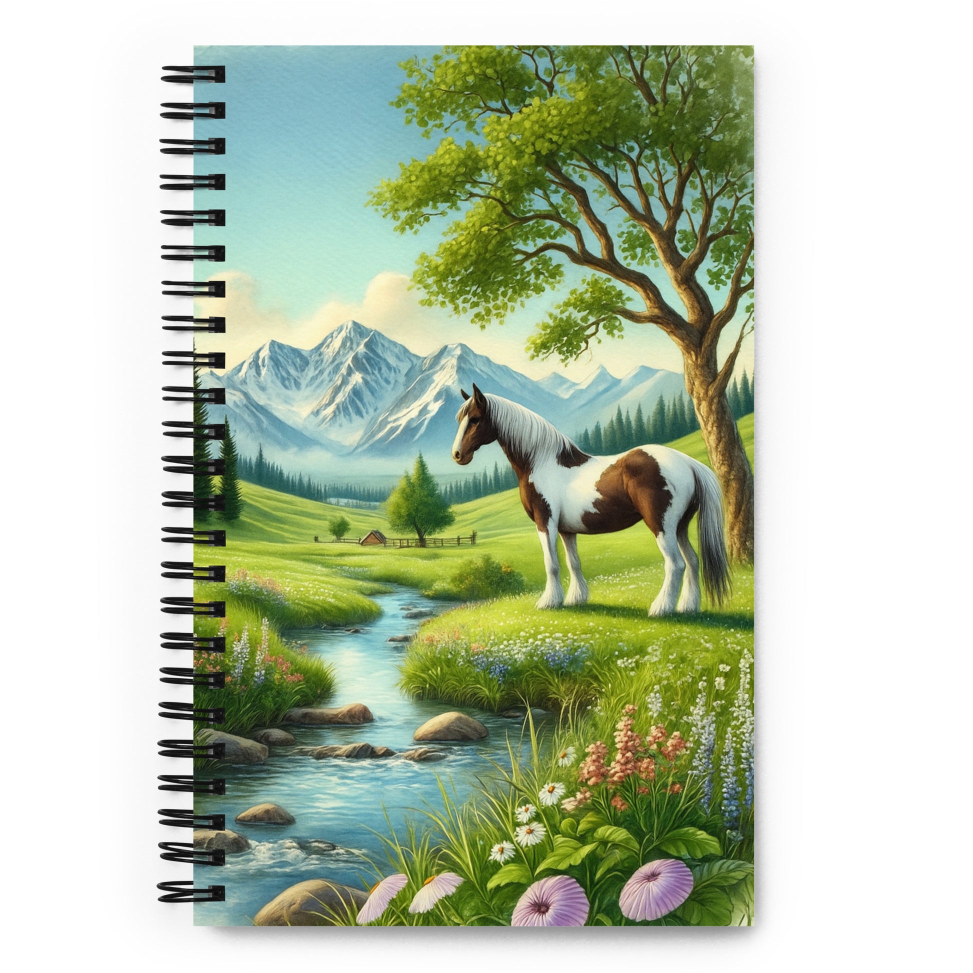 Traumlandschaft mit Pinto-Pferd - Spiral-Notizbuch
