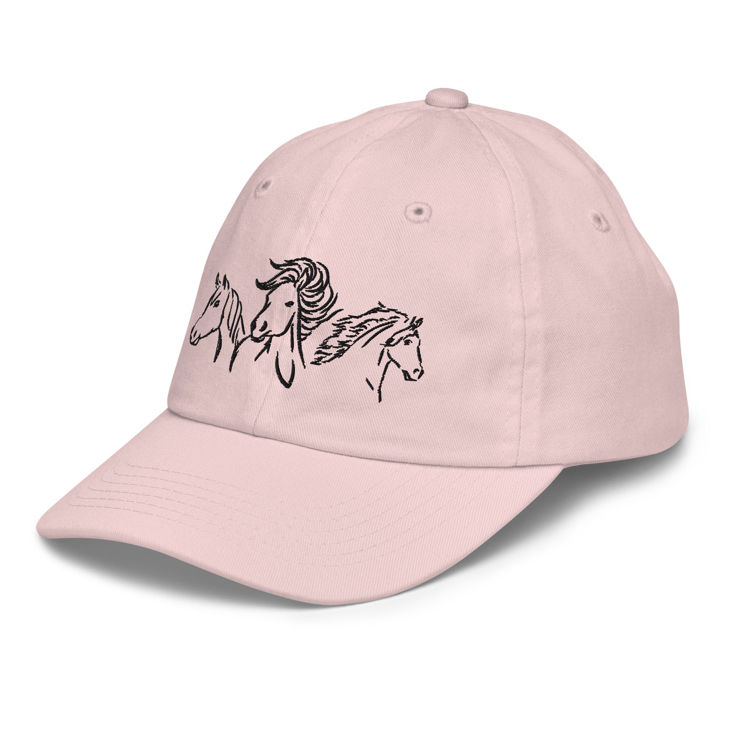 Drei Pferdeköpfe - bestickte Baseball-Cap für Kinder - 100% Baumwolle