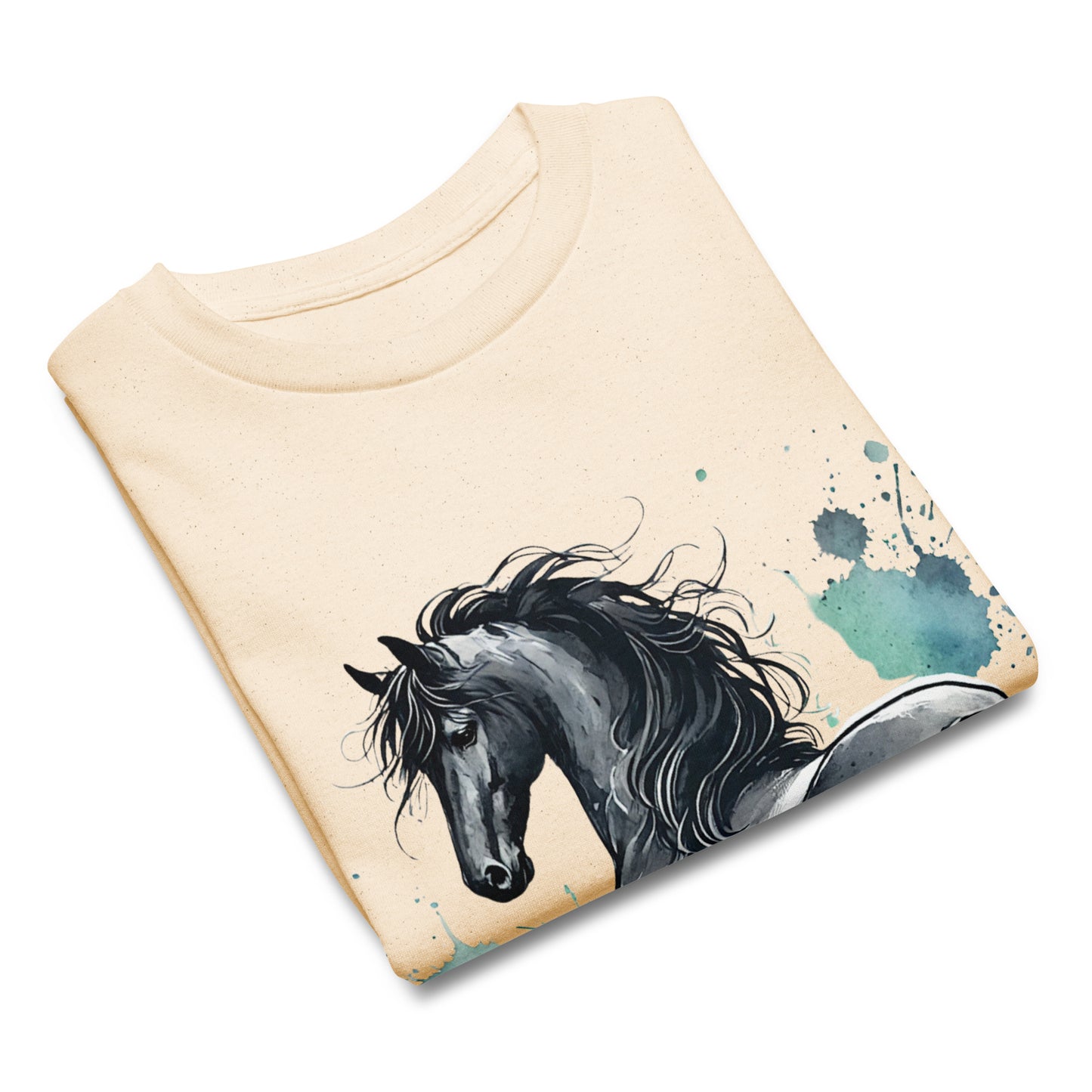 Friesenpferd Rappe - Aquarell - Mädchen T-Shirt