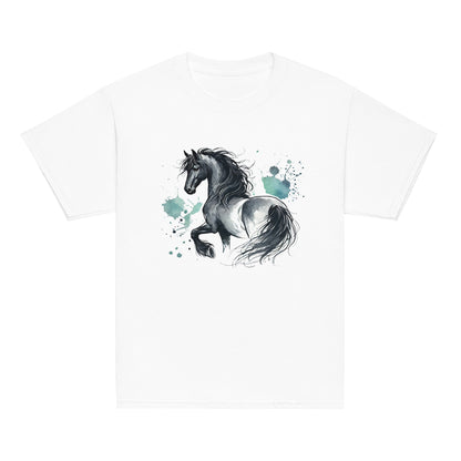 Friesenpferd Rappe - Aquarell - Mädchen T-Shirt